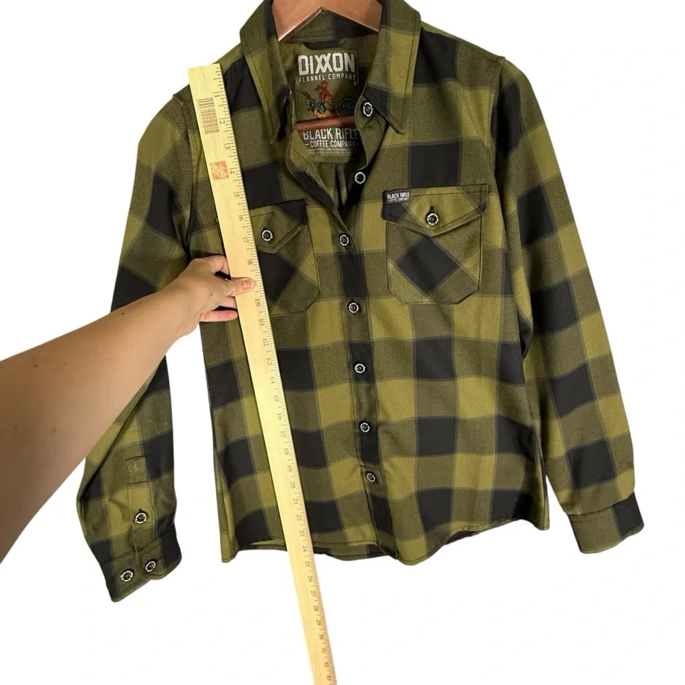 DIXXON Women's Black Green Plaid Flannel - Picture 5 of 7